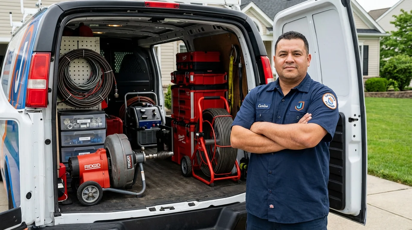 Professional drain cleaning equipment and Johns Plumbing LLC plumber in Indian Hills