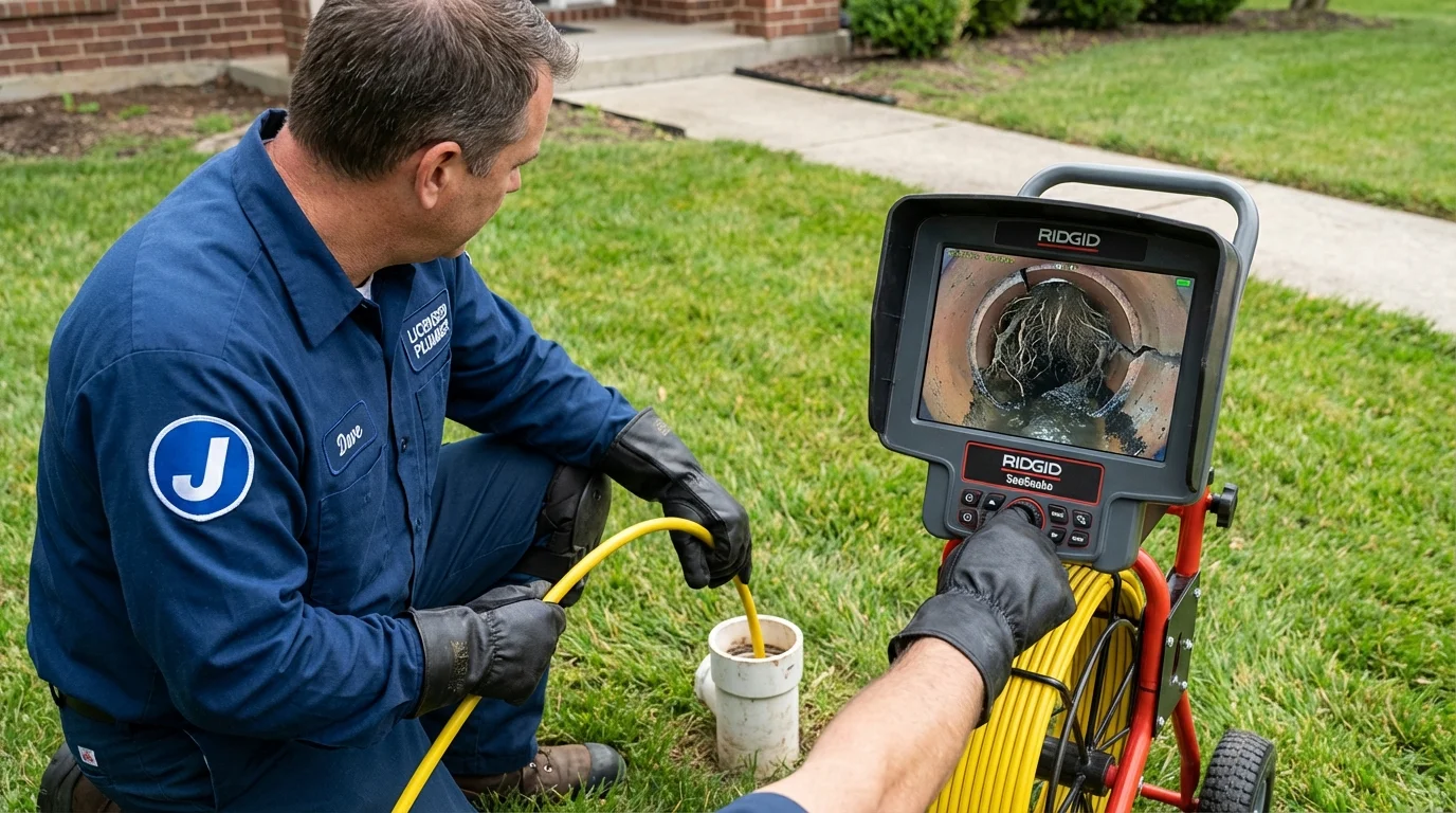 Sewer camera inspection being performed by Johns Plumbing LLC in Indian Hills
